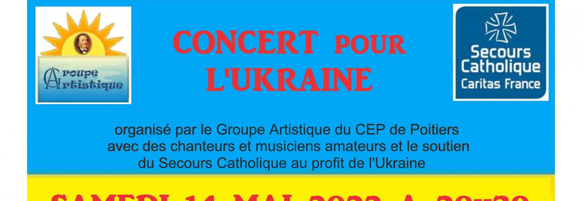 Concert en faveur de l'Ukraine, le 14 mai 2022 à 20h30, à Saint-Julien-l'Ars